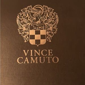 Vince Camuto boots, black with gold buckles. Size 6.5